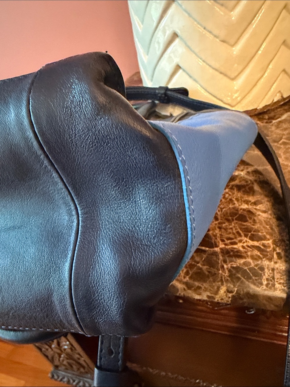 See By Chloe Authentic Nellie Color block Black, Blue & Cream Leather Satchel - Picture 14 of 16
